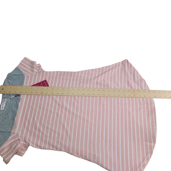 Gorlya Girls Short Sleeve Loose Casual Summer Pink Stripe T-Shirt Dress 10Y - Picture 9 of 9